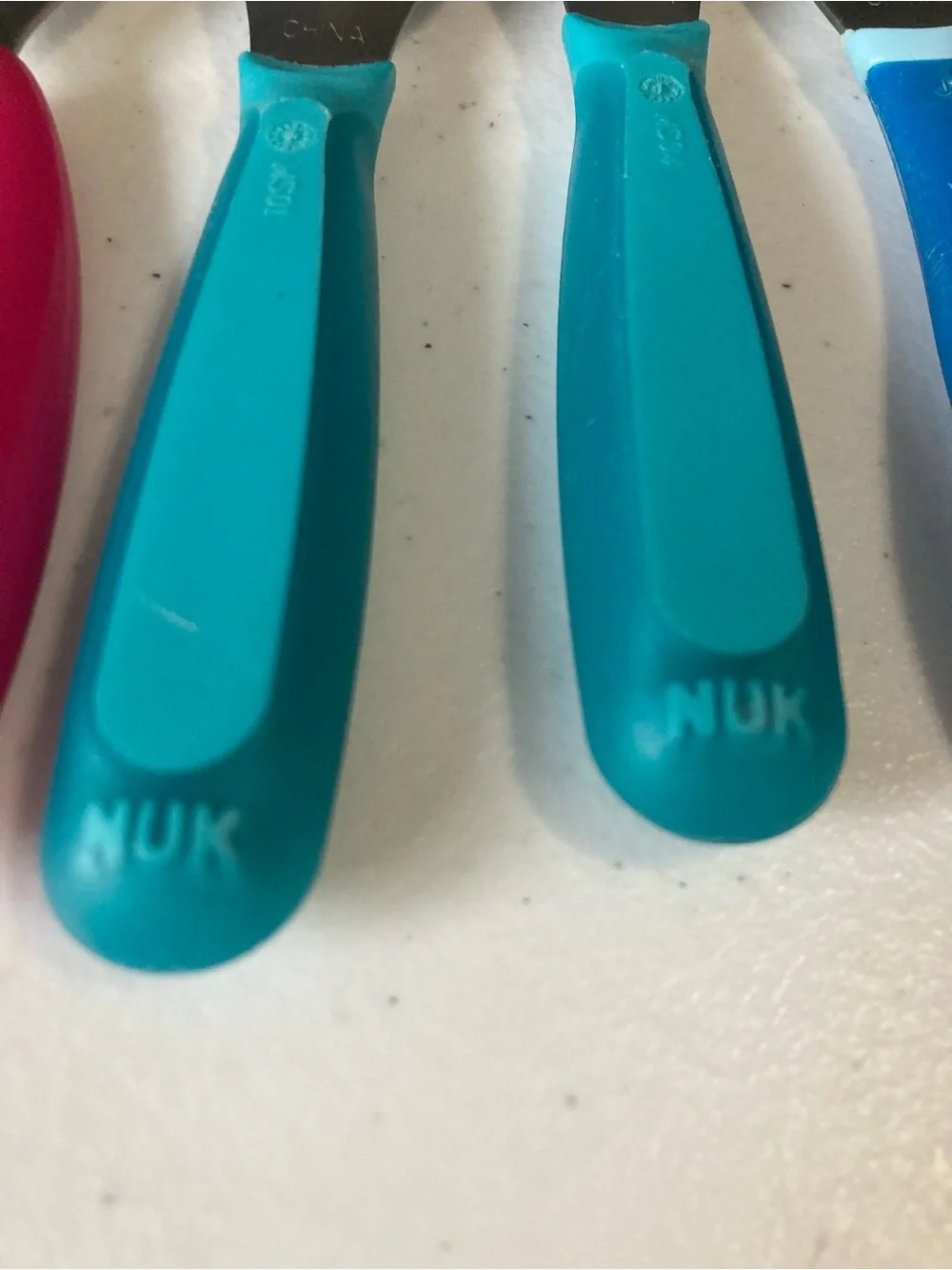 Kids Stainless Steel Utensil Set - Pink & Teal Handles Paw Patrol Spoon & Fork